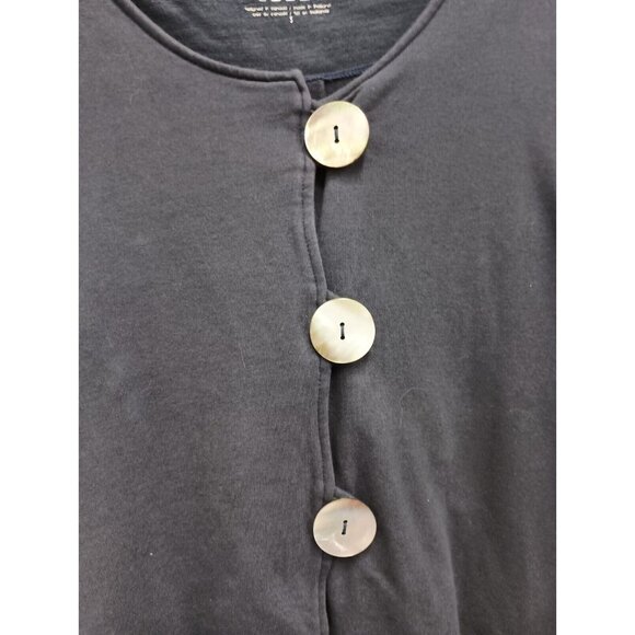 Neon Buddha Womens Lagenlook Jacket Size Small Navy Button Front Terry Casual - Picture 2 of 7